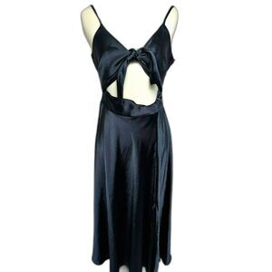 Pink Diamond  Australia Navy Satin Bow Midi Dress Cutout Wedding Guest size 10